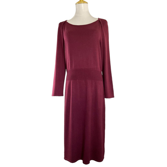 Liz Claiborne Women's Large Red Burgundy Sweater Dress Long Sleeve Knit - Picture 1 of 10